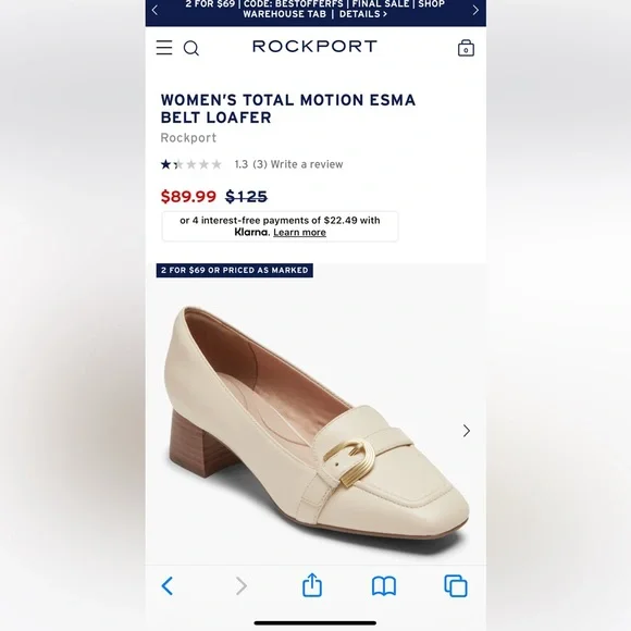 Rockport Shoes Rockport Esma Belt Loafer Vanilla Size 95w Nwt